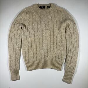 Vintage Hartog Marine Club Sweater Mens Medium Wool Cream Knit Polo 80s 90s